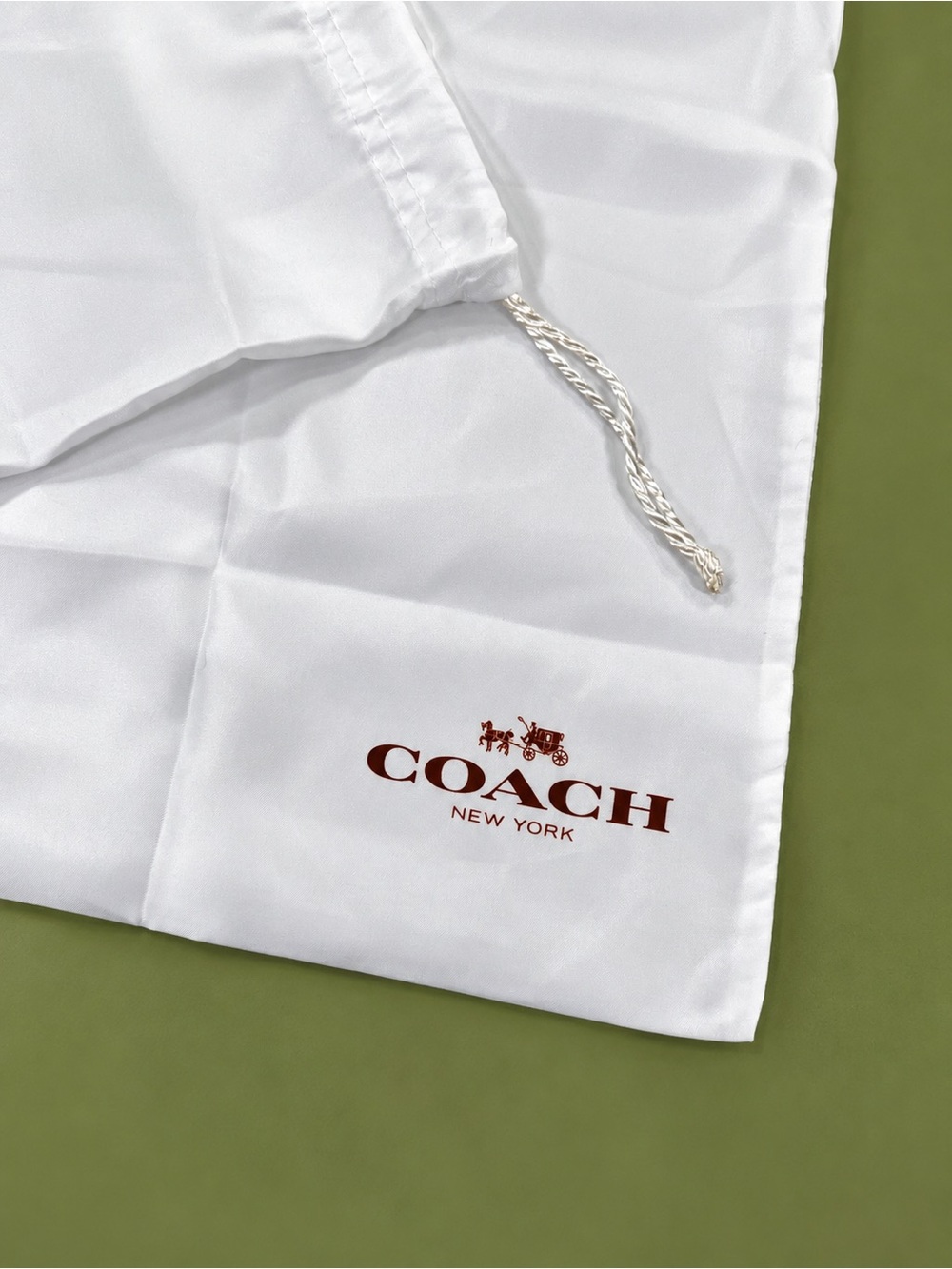 Coach New York White Satin Drawstring Dust Bag Shoe/Handbag Storage Bag